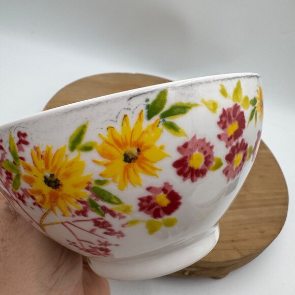 ANTHROPOLOGIE Multi-Color Floral Oversized Latte Mug cup tea coffee large flower - Picture 4 of 11